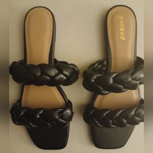 Bamboo Women's Black Braided Sandals